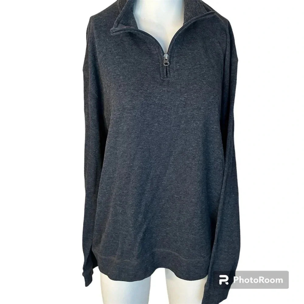 Vintage 1946 Men's Quarter Zip Pullover Washed, Stoned, Beaten  Navy Size XLarge